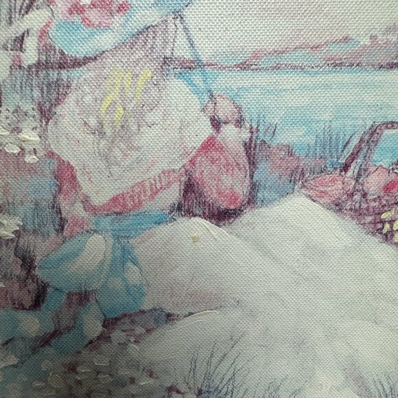 Original Painting "Picnic. Lake .Women with Umbrella" Wooden frame - Picture 5 of 11